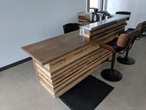 Reclaimed Wood Slat Reception Desk 1 small