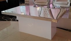 Acrylic Bridal Table - Mirror Top, White Podium Base 1 small