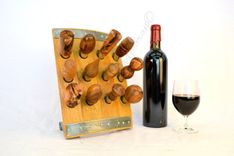 Wine Bottle Stopper Display - Vintner's Dozen 2 -  Made From Reclaimed California Wine Barrels 1 small