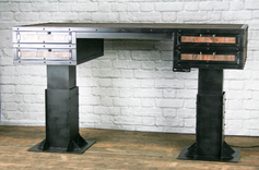 Industrial Sit/Stand Desk, Reclaimed Wood Sit To Stand Desk, Industrial Office Desk, Rustic Up Desk 4 small