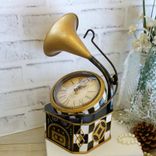 Courtly Phonograph Checked Clock Nwt Hand Painted Black And White Checks Clock 6 small