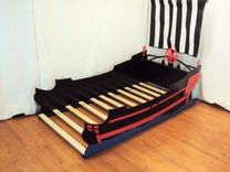 Pirate Ship Twin Kids Bed Frame - Handcrafted - Nautical Themed Children's Bedroom Furniture 2 small