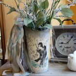Floral Arrangement French Country Decor Vintage Songbird Metal Flower Bucket 5 small