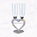 Custom Crystallized Champagne Glasses Pair Heart Bling Wedding European Crystals Bedazzled 1 small