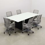 Rectangular Shape Custom Conference Table, Tempered Glass Top - Omaha Meeting Table 2 small