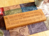 Carved Cribbage Board In Walnut Or Cherry Wood 3 small
