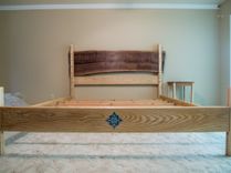 Bed, King Size - Ash, Oak And Walnut Flitch With Matching Nightstands. 4 small