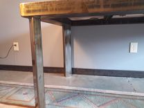 Industrial Metal Table With Solid Walnut Top 3 small