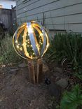 Wine Barrel Sphere And Stand With Lights Yard Sculpture-Small 2 small