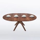 Round Dining Table With Mid Century Modern Pedestal Base "Kapok" 2 small