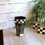 Vase Whimsical Checks Decor Vintage Art Vase Hand Painted Checks Decor 2 small