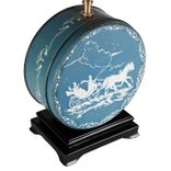 Vintage Blue White Round Tin Lamp 2 small