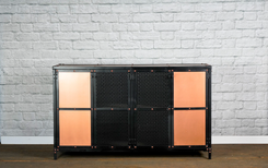 Industrial Copper Credenza, Modern Copper Buffet, Copper Liquor Cabinet, Industrial Media Console, 1 small