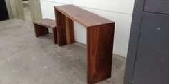 Matched Walnut, Waterfall-Style Shoe Bench And Entry Hall Table 1 small