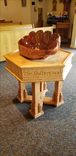 Baptismal Font In Solid Cherry With Carved Mahogany Shell Urn 4 small