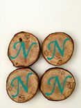 Set Of 4 Monogrammed Wood Coasters 5 small