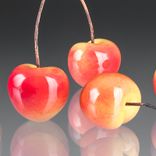 One Realistic Glass Rainier Cherry Sculpture, Hand Blown and Life-Sized 1 small