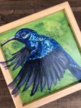Handpainted Vivid Blue Hummingbird Small Box 5 small