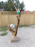 "Blue Moon" Outdoor Sculpture Carved From Juniper Wood 1 small