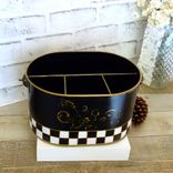 Vintage Check Towel Caddy Holder Nwt Black And White Check Vanity Organizer 4 small