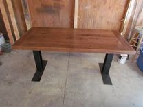 Small Walnut And Steel Dining Table 1 small