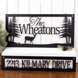 Personalized Metal Family Name and Address Plaque with Doe Deer and Pine Trees 1 small