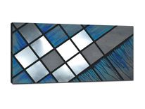 Blue Grid 48x24 - Abstract Painting, Wood Art, Metal Art, Modern Decor, Modern Art, Large Art 3 small