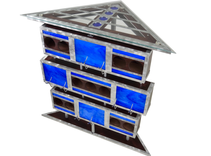 Custom Eclectic Stained Glass Metal And Wood Contemporary Wine Rack 3 small