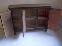 Rustic Bar Cabinet With Reclaimed Corrugated Metal Inserts 4 small