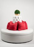 White 60" Diameter Faux Leather Circle Round Settee Sofa 4 small