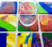 Fused Glass Coasters - Ulu Pua 2 small