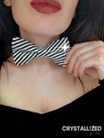 Any Color Double Stripe Crystallized Bow Tie Bling Genuine European Crystals Bedazzled 1 small