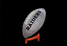 Oakland Raiders Crystallized Football Game Size Nfl Bling Genuine European Crystals Bedazzled 2 small