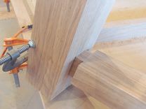 80" White Oak Round Dining Table 2 small