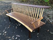 Conoid Bench - George Nakashima Style Mid Century Modern Bench With Live Edge Seat 5 small