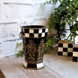 Vase Whimsical Checks Decor Vintage Art Vase Hand Painted Checks Decor 4 small