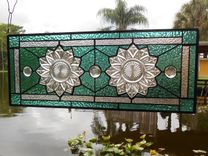 Depression Glass Petal Pattern, Stained Glass Plate Panel, Stained Glass Transom Window 6 small
