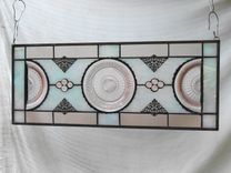 Pink Depression Glass Coronation Plates, Antique Stained Glass Transom Window 9 small