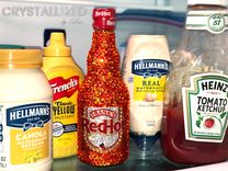 Crystallized Frank's Red Hot Bottle Condiment Hot Wings Kitchen Bling European Crystals Bedazzled 5 small