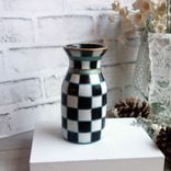 Courtly Seafoam Checks Vase Hand Painted Black And White Check Decor 2 small
