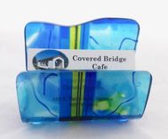 Fused Glass Business Card Holder - Smooth Sailing 1 small