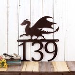 Metal House Number Sign with Medieval Dragon 1 small