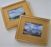 Original Acrylic Landscape Painting, Gold Plein Air Frame 3 small