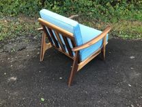 Mid Century Modern Upholstered Chair In Walnut 3 small