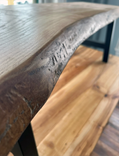 Live edge coffee table, unique rustic wood with sturdy black iron legs for modern elegance, special gift for newlyweds or friends 3 small