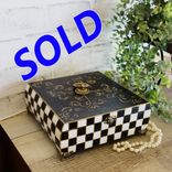 Black White Checked Decorative Box Checkerboard Decor Storage Hand Painted Check 1 small