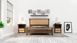 Walnut Bed Frame Queen, King Size Bed, Walnut Headboard, Platform Bed, Curly Maple, 1 small