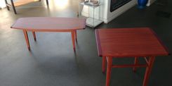 Antikea Danish Modern Coffee And End Table Set In Jatoba And Purpleheart 1 small