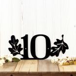 Outdoor Personalized Metal House Number Sign with Autumn Oak Leaves 1 small