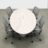 Oval Shape Custom Conference Table, Engineered Stone Top - Aurora Meeting Table 4 small